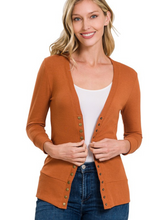 Load image into Gallery viewer, Snap Button Cardigan with  3/4 Sleeve
