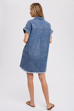 Load image into Gallery viewer, Frayed Hem Denim Shirt Dress
