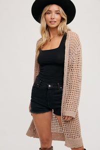 Open-Knit Longline Cardigan