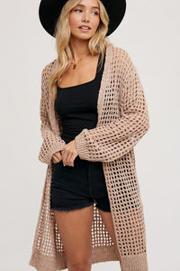 Open-Knit Longline Cardigan