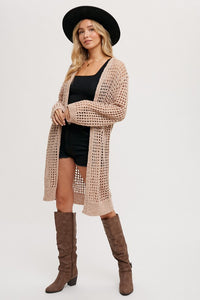 Open-Knit Longline Cardigan