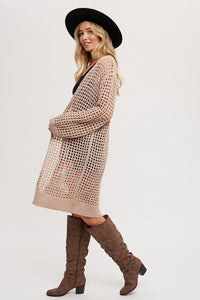 Open-Knit Longline Cardigan