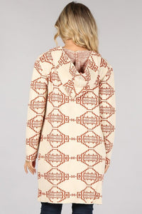 Hooded Abstract Cardigan Sweater