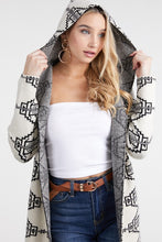 Load image into Gallery viewer, Hooded Abstract Cardigan Sweater
