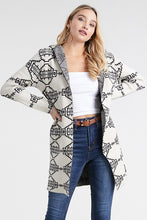 Load image into Gallery viewer, Hooded Abstract Cardigan Sweater
