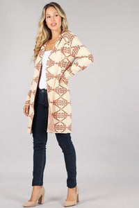 Hooded Abstract Cardigan Sweater