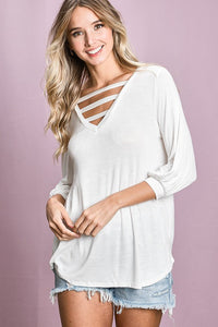 V-Neck Cut Out Top