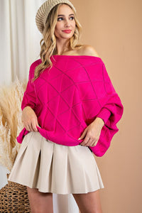 Pointelle Dolman Sleeve Knit Sweater