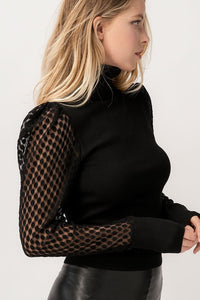 Polka Dot Sleeve Turtleneck