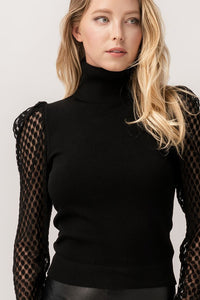 Polka Dot Sleeve Turtleneck