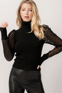 Polka Dot Sleeve Turtleneck