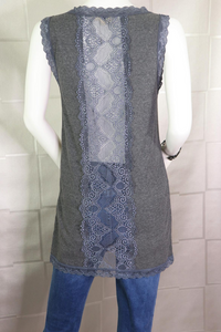 Delicate Lace Back Tank in Charcoal