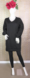 V-Neck Tunic Sweatshirt in Curvy Sizing