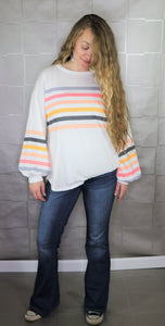 Multi Color Stripe Print Top