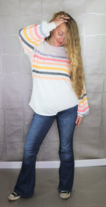 Multi Color Stripe Print Top