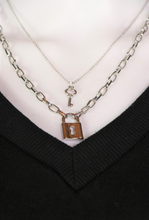 Load image into Gallery viewer, Layered Lock and Key Necklace in Silver
