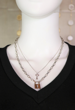 Load image into Gallery viewer, Layered Lock and Key Necklace in Silver
