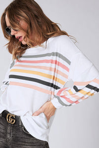 Multi Color Stripe Print Top