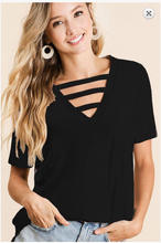 Load image into Gallery viewer, V-Neck Top with Strapped Front Detail
