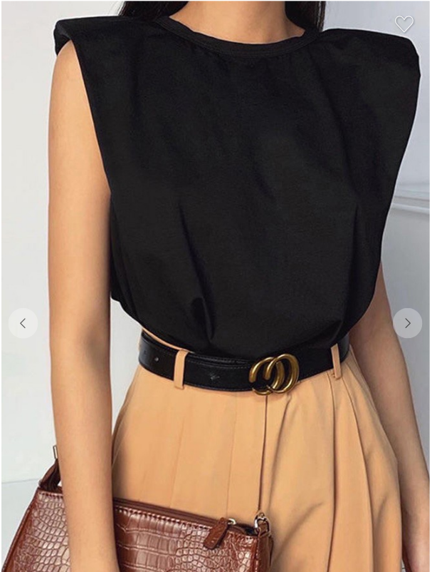 Sleeveless Shoulder Pad Top