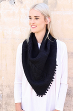 Load image into Gallery viewer, Loop Scarf With Pop Pom Trim
