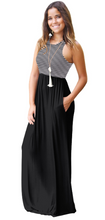 Load image into Gallery viewer, Sleeveless Striped Maxi Dress with Pockets
