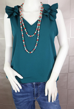 Load image into Gallery viewer, Crepe V-Neck Tank with Ruffle Applique
