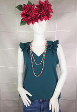 Load image into Gallery viewer, Crepe V-Neck Tank with Ruffle Applique
