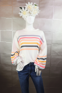 Multi Color Stripe Print Top