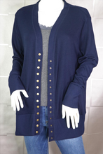 Load image into Gallery viewer, Snap Button Cardigan In Curvy Sizing
